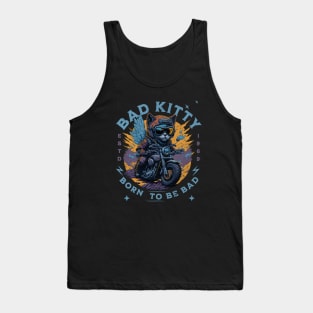 BAD KITTY: BORN TO BE BAD - Cat on motorcyle vintage design Tank Top